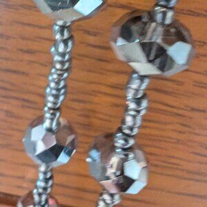 42" Vintage Diamond almond cut Gray glass necklace